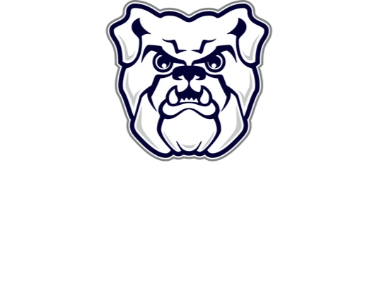 Butler University logo. 牛头犬的头高于文字标记